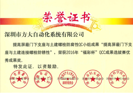 �Զ�����˾�ٻ�������2016�ꡮ���ʱ���QCCЧ��ѡ��������Ч������